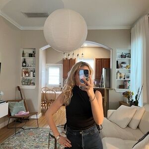 Mock Neck Tie Sleeveless Top